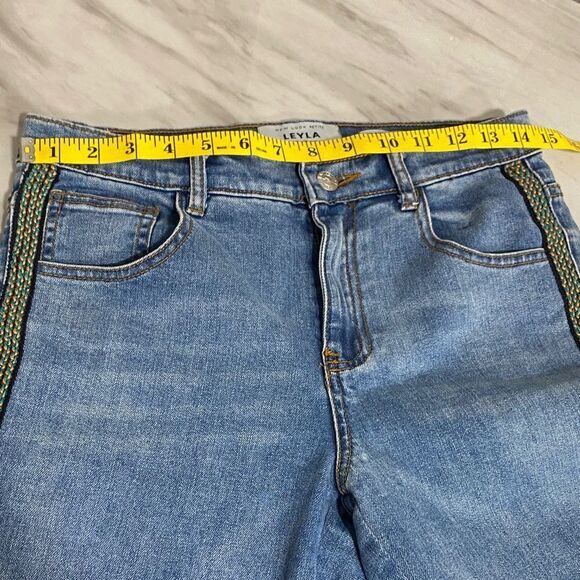 New Look Petite Leyla Relaxed‎ Skinny Jeans Side Stripe Boho Festival Raw Hem 6P - Picture 9 of 13